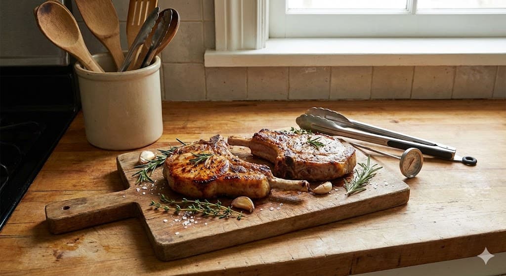 Air Fryer Pork Chops Bone In (No Flour)