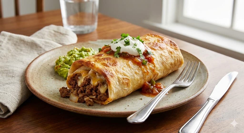 Air Fryer Chimichanga with Ground Beef