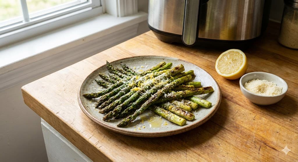 Air Fryer Asparagus with Parmesan and Lemon