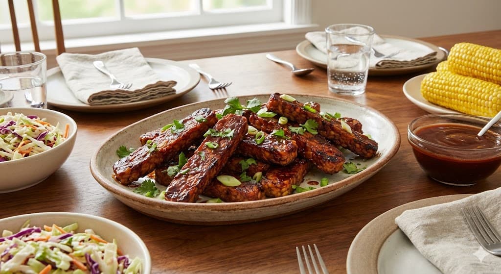 Air Fryer Smoky BBQ Tempeh Strips